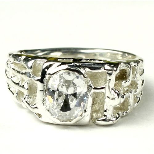 Cubic Zirconia (CZ), 925 Sterling Silver Men's Ring, SR197