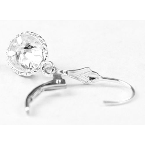 Cubic Zirconia (CZ), 925 Sterling Silver Leverback Rope Earrings, SE006