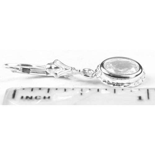 Cubic Zirconia (CZ), 925 Sterling Silver Leverback Rope Earrings, SE006