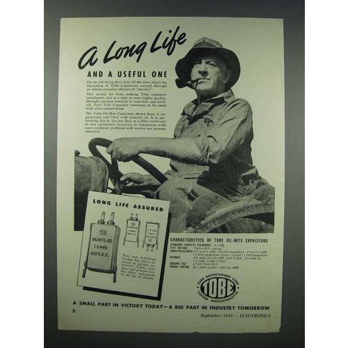 1943 Tobe Oilmite Capacitor Ad - A Long Life