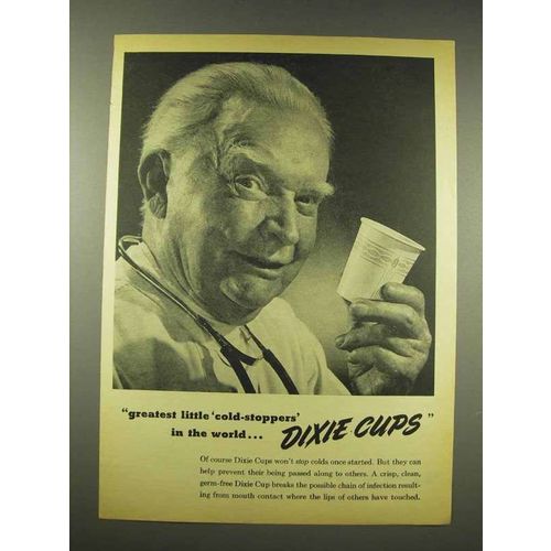 1944 Dixie Cup Ad - Greatest Little Cold Stoppers