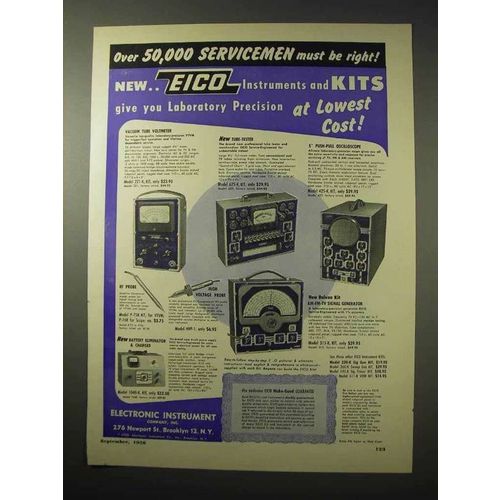 1950 EICO Instruments Ad - Oscilloscope, Voltmeter