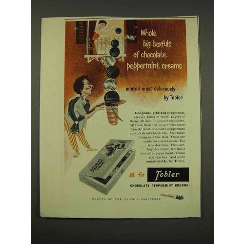 1956 Tobler Chocolate Peppermint Creams Candy Ad