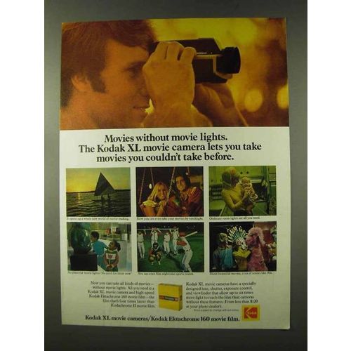 1973 Kodak XL Movie Cameras and Ektachrome 160 Film Ad