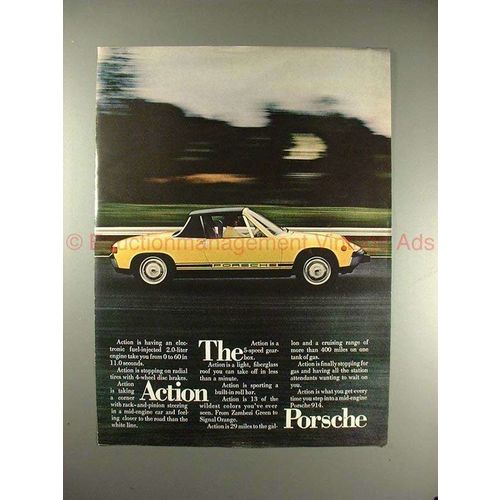 1973 Porsche 914 Car Ad - The Action Porsche!!