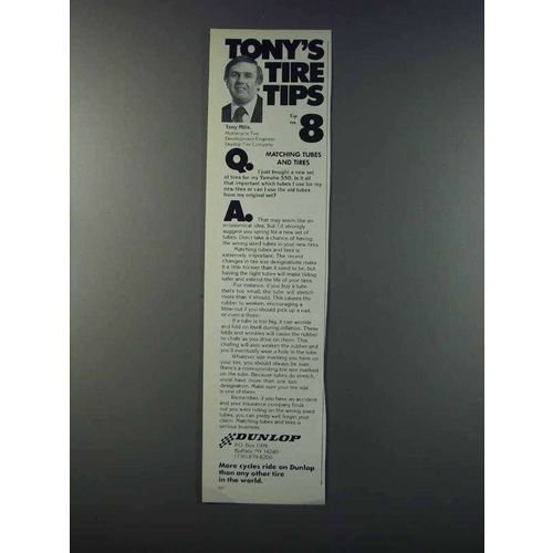 1981 Dunlop Motorcycle Tubes and Tires Ad - Tony's Tips