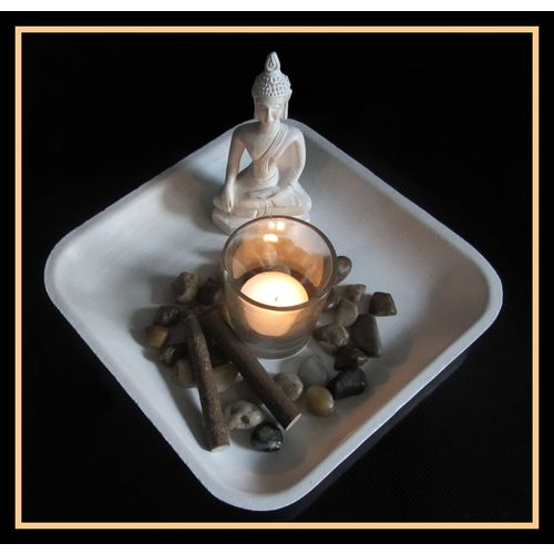 Buddha Figur,Teelicht-Set, Feng Shui,Schale 21cm