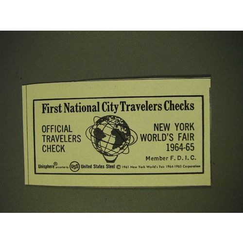 1963 First National City Travelers Checks Ad - New York World's Fair