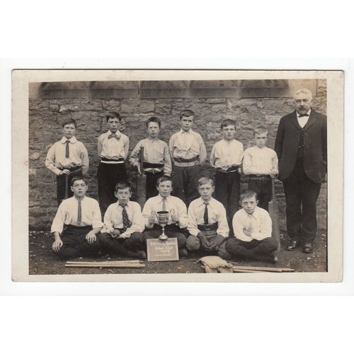 1909 School Club Cricket Team Bolton-by-Bowland Postcard RP Lancashire