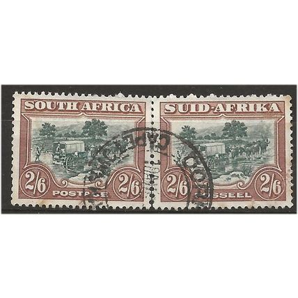 South Africa 1949 SG121 2/6d Green & Brown Fine Used PAIR .. ...