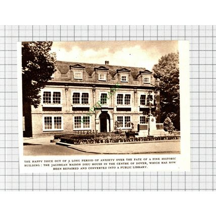 C8122) Maison Dieu House Dover Kent - 1952 Small Cutting