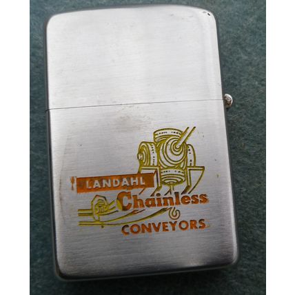 1955 Zippo Lighter Case Plated Brass Patent 2517191 Landahl Chainless Conveyors