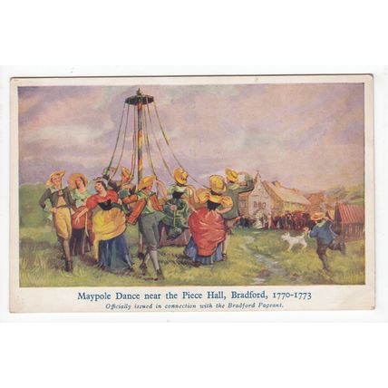 Maypole Dance near the Piece Hall Bradford Pageant Postcard West Yorkshire