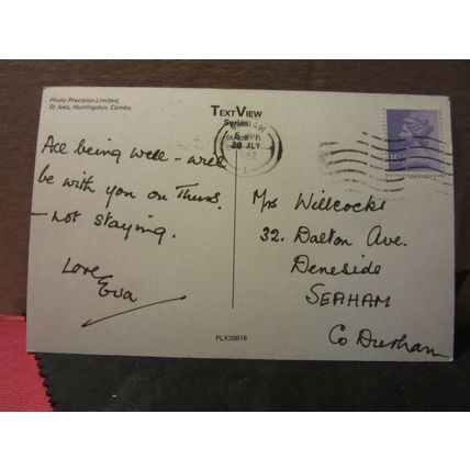 DURHAM CATHEDRAL used postcard Text View 1982 pm =
