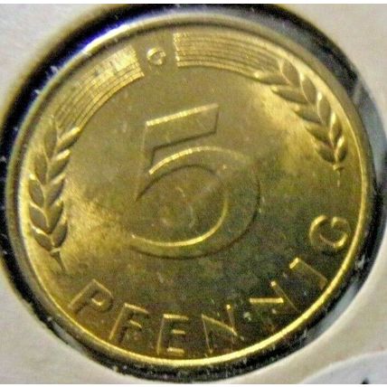 1950-G Germany-5 Pfennig-About Uncirculated detail