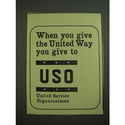 1968 USO United Service Organizations Ad - When you give the United Way
