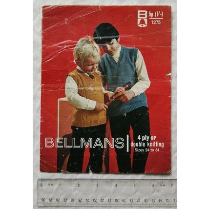 Vintage: Bellmans No. 1275 school sweaters, 4 ply or DK, 24-35 chest