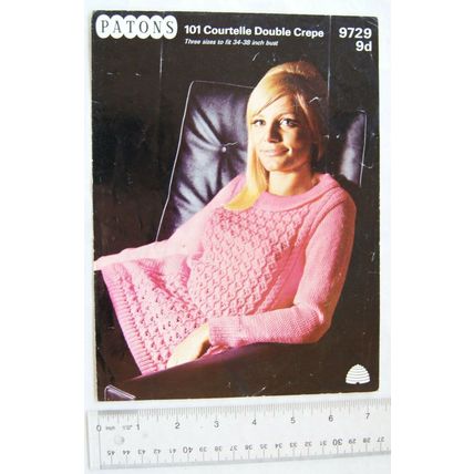 Vintage: Patons 9729 Eye-catcher! sweater, Double Crepe