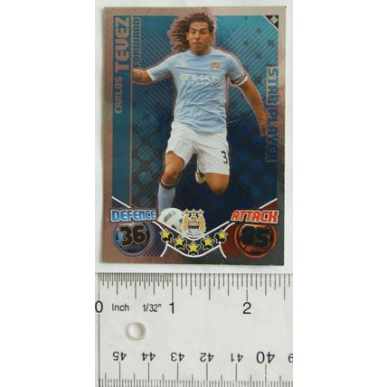 2010/11 Topps Match Attax Trading Card 198 Carlos Tevez, Manchester City