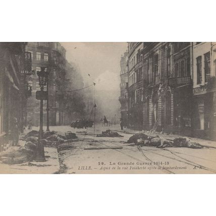 Lille Apres le Bombardement Faidherbe Military France Postcard