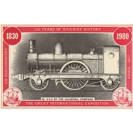 Lilleshall 2-2-2 Paris 1867 International Exposition Train Postcard