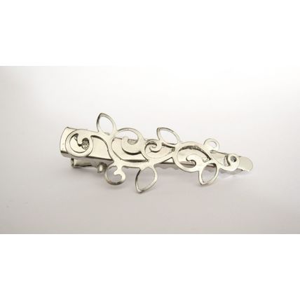 Small silver tone metal leaves alligator hair clip for fine thin hair