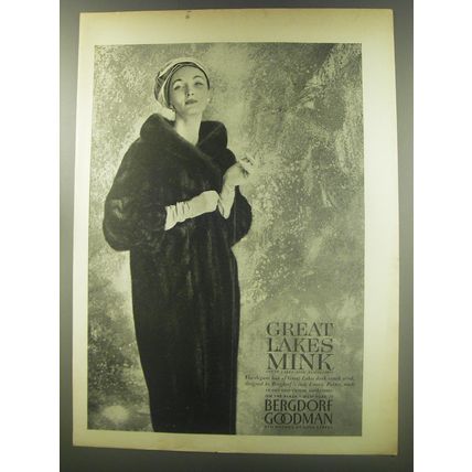 1956 Bergdorf Goodman Great Lakes Mink Fur Coat Advertisement