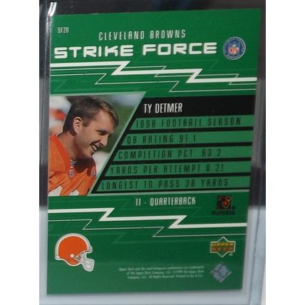 1999 Upper Deck TY DETMER (Browns) Strike Force SF20