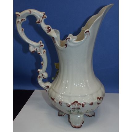 Bassano Italy Art Pitcher Capodimonte Rose Porcelain Flowers 12.5” Tall High