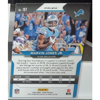 2020 Panini Prizm MARVIN JONES JR (Lions) Red, White & Blue Parallel #197