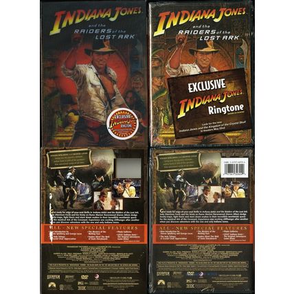 INDIANA JONES RAIDERS OF LOST ARK DVD 3D SLIPCOVER RINGTONE PARAMOUNT VIDEO NEW