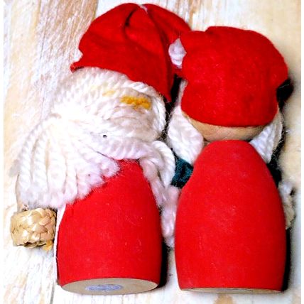 Wood Handcrafted Holline Denmark 4" Man & Woman Holiday Christmas Figures (2)