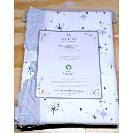 Honest Baby Clothing Organic Stroller Grey Blanket & Cap Set Baby Shower NEW