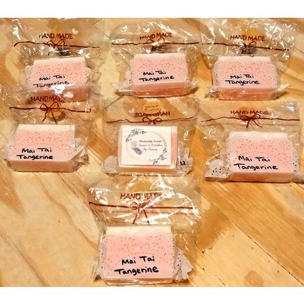 Handmade 4 Oz Mai Tai Tangerine Square Bath Soap Bars Wholesale Lot of 7 NEW!