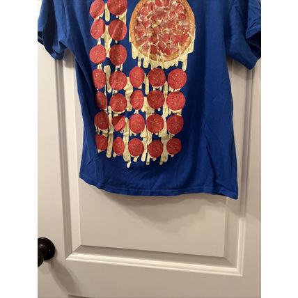 IsaacMorris Boys Short Sleeve T-Shirt Pizza Theme Size M Blue