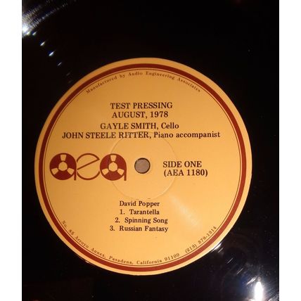 Gayle Smith Cello, John Ritter Piano, Test Pressing LP 1978 Popper/ Piatti