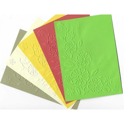 A6 Embossed Card. 10 Sheets. Floral. Cardmaking Scrapbooking Crafts