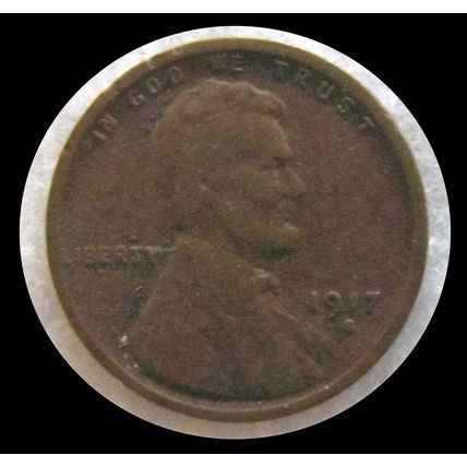 1917 S USA 1c Lincoln Wheat Ears Cent Penny Coin #105