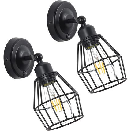 12V LED RV Wall Sconce Light Fixture with Switch and Metal Cage Shade, RV LED Be
