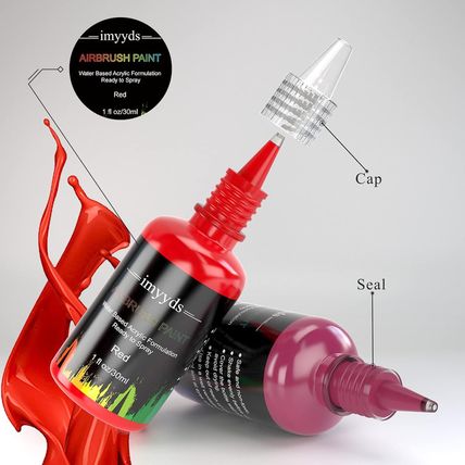 Imyyds Airbrush Paint, 24 Color Acrylic Airbrush Paint Set, Water Based Read-To-