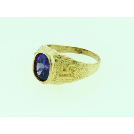 14k Solid Yellow Gold Sweet 15 Purple Stone Ring Size 7 15 Años De Oro 4.2 grams