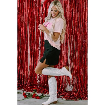 Pink Valentines Shiny XOXO Graphic T-shirt