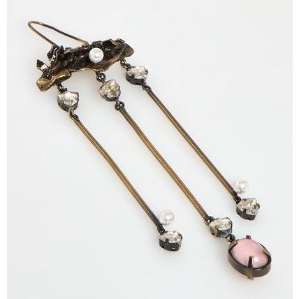 VALENTINO GARAVANI Antique Gold Tone Eye Pendant Drop Earring (RARE & COLLECT)