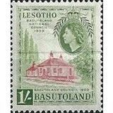 Basutoland QEII 1959 1/- Carmine & Yellow Green Mounted Mint MM SG 56 stamp