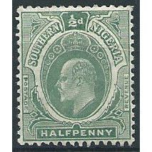 Southern Nigeria 1910 SG33a1/2d Blue-Green Mounted Mint ... .