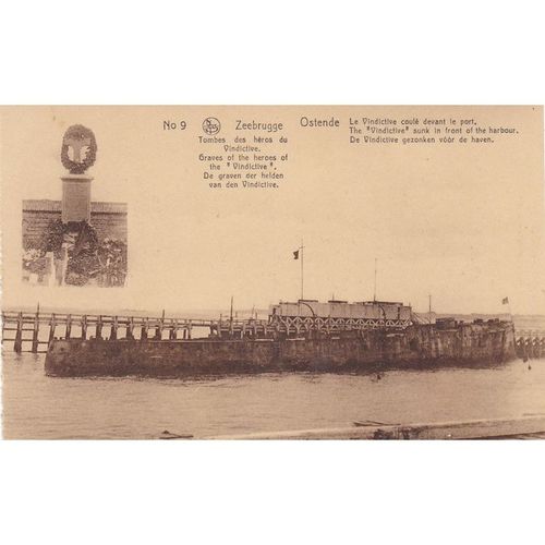 Zeebrugge Graves Of The Heros Of The Vindictive War Damage Postcard (WD114)