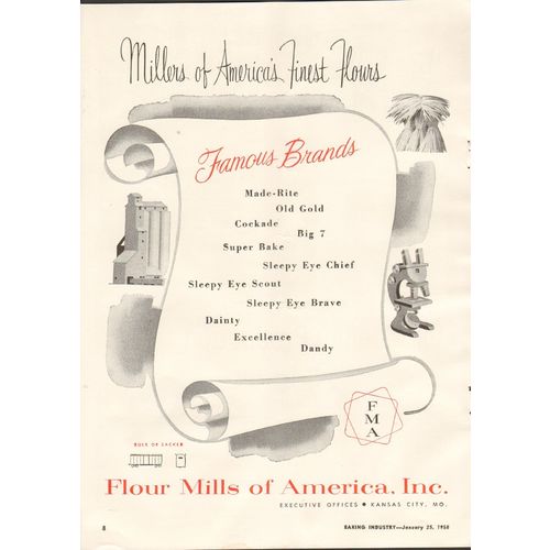flour mills of america inc 1958 famous brands bakery supply vintage ad