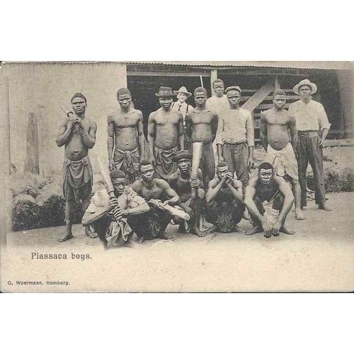 Liberia postcard MINT VG c.1910 Piassca Boys, undivided back