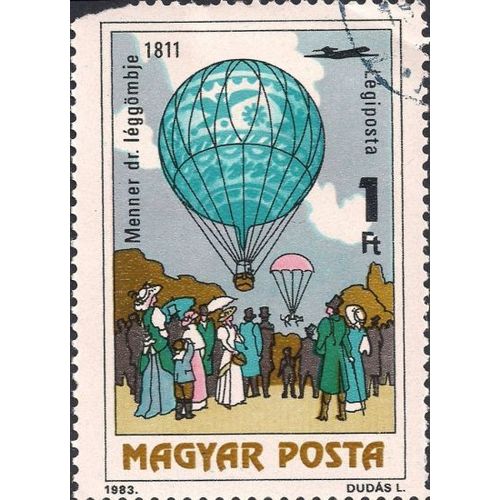 HUNGARY, AIR, Manned balloon flight, blue 1983, 1Ft, #2