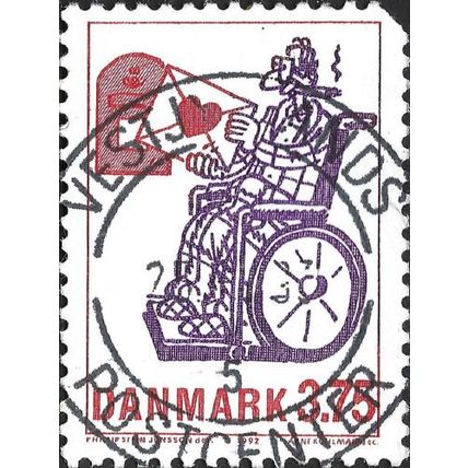 DENMARK, Love letter, red & violet 1992, 3.75Kr